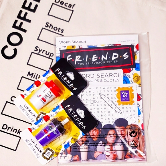 F.R.I.E.N.D.S word search with quips& quotes with two lip balms - Picture 1 of 5